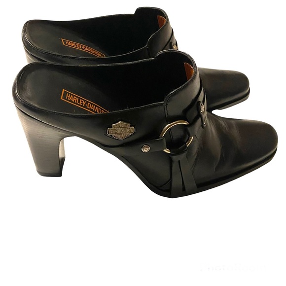 - Harley Davidson Black Leather Mules - Picture 2 of 12